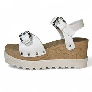 Stella McCartney Women's White Elyse Platform Wooden Sandal EU 38.5